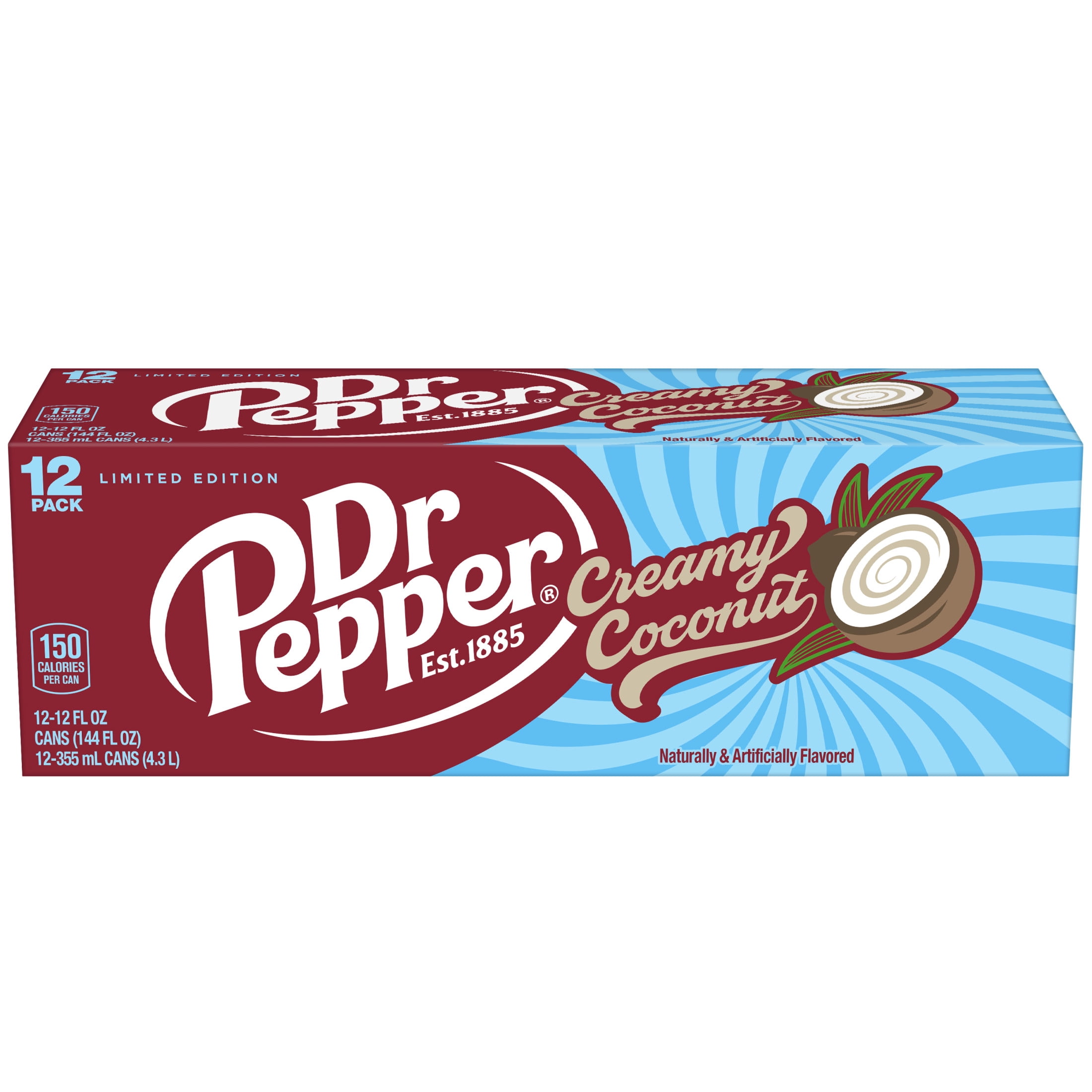 Dr Pepper Creamy Coconut Soda Pop, 12 fl oz, 12 Pack Cans