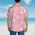 thumbnail image 6 of Balery Pink Flamingos and Flowers Print Men's Hawaiian Shirts Short Sleeve Beach Shirt Relaxed Fit Vacation Button Down Shirts-XX-Large, 6 of 9