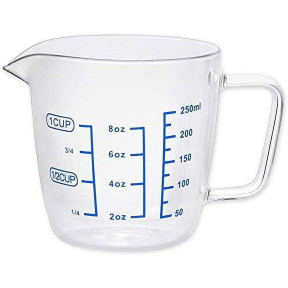 Visland 250ml/500ml Glass Measuring Cup, Heat-Resistant Borosilicate Glass Graduated Beaker Mug with Handle for Milk, Wine, Hot or Cold Liquid, Microwave, Oven Safe