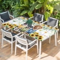 thumbnail image 2 of Spring Dog Table Cloths for 4 Foot Rectangle Tables, Sunflower Daisy Botanical Watercolor Patio Waterproof Elastic Fitted Tablecloths, Washable Rectangular Table Cover for Camping, 2 of 8