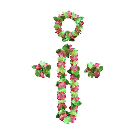 

Couff Party Hawaiian Garland 12-color Petal Necklace Bracelet Four-piece Set Holiday Event Dress-up Accessories