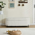 thumbnail image 2 of Wide Faux Fur Flip Top Storage Bench with Black Metal Legs, Bed End Stool Foot Rest for Living Room Entryway Dorm BedroomBeige + faux fur_1., 2 of 18