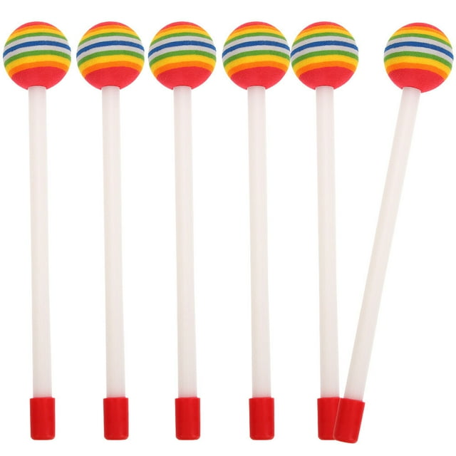 6pcs Lovely Kids Lollipop Shape Drumstick Percussion Instrument Accessory Plastic Drum Sticks