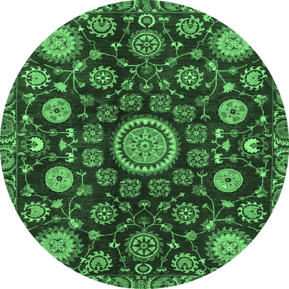 Ahgly Company Indoor Round Oriental Emerald Green Traditional Area Rugs, 3' Round