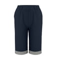 thumbnail image 3 of Women's Cotton and Linen Spring/summer Fashionable Casual Striped Pants with Solid Color Five Quarter Pants Legs, 3 of 6