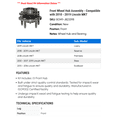 thumbnail image 2 of Front Wheel Hub Assembly - Compatible with 2010 - 2019 Lincoln MKT 2011 2012 2013 2014 2015 2016 2017 2018, 2 of 2