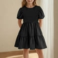 thumbnail image 2 of lcziwo Toddler Dress Baby Girl Summer Clothes Short Puff Sleeve Smock Beach Boho Dresses Double Layer Swing Sundress Black 5-6 Years Back Packs Sales for School, 2 of 7