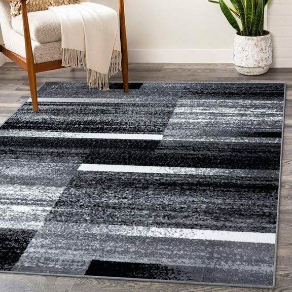 Luxe Weavers Art Deco Abstract Geometric Gray 8x10 Area Rug for Living Rooms
