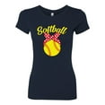 thumbnail image 2 of Wild Bobby, Cute Ribbon Bow Softball Mom Gift, Mother's Day, Women Slim Fit Junior Tee, Navy, X-Large, 2 of 3