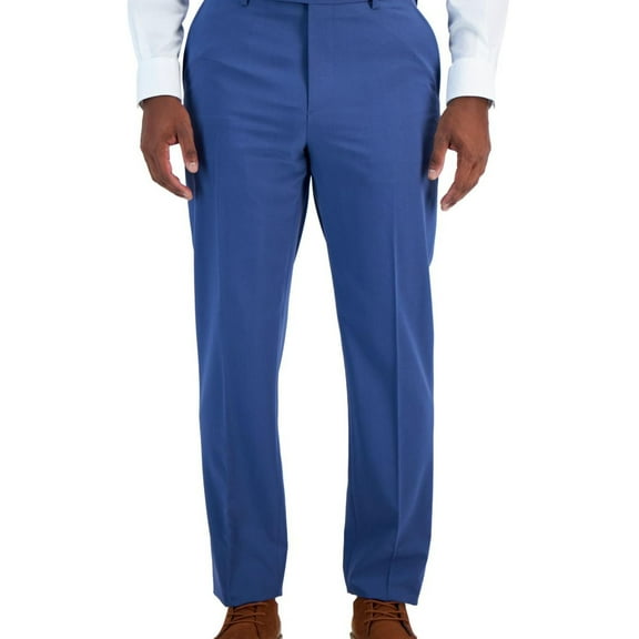 Vince Camuto Mens Solid Dress Pants Slacks, Blue, 30W x 32L