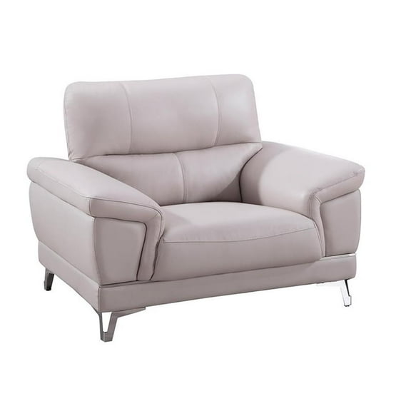 American Eagle Furniture Genuine Leather Accent Chair in Light Gray