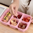 thumbnail image 6 of Bento Lunch Box Set for Meal Prep | Stackable Microwave Dishwasher Safe Food Containers | Thickened Durable Plastic | 5-Compartment Design | Easy-to-Clean | 23.5x15.5x5cm | Green Blue Beige Pink, 6 of 6