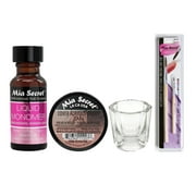 Mia Secret - Liquid Monomer 0.5oz + Cover Acrylic Powder Tan 0.5oz + Dappen Dish + Academy Duo Nail Brush #8 OR - Combo