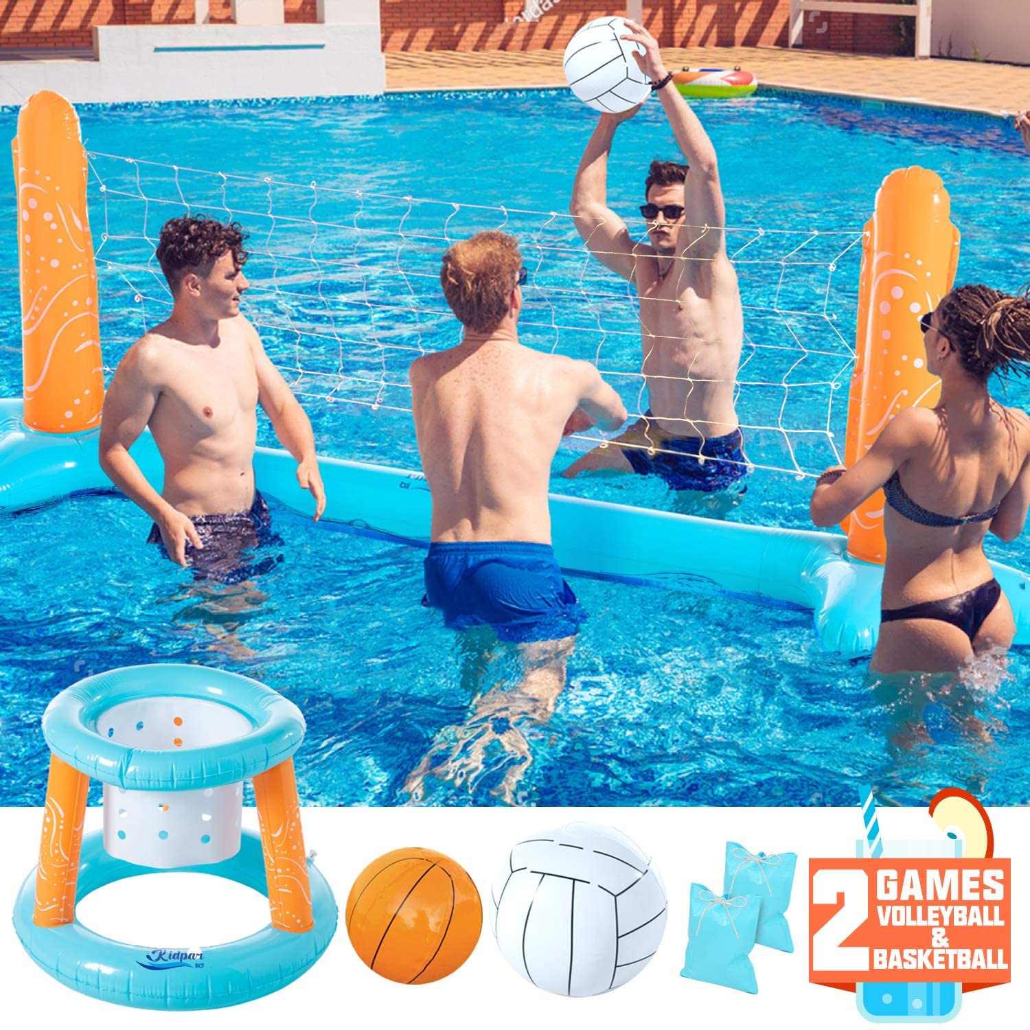 inflatable pool volleyball set