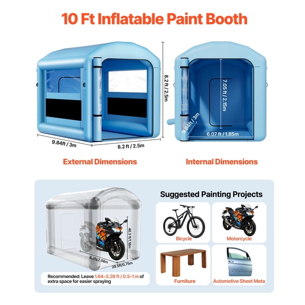 KFFKFF Inflatable Paint Booth, 9.84 x 8.2 x 8.2 ft, Spray Booth