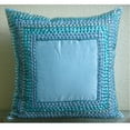 thumbnail image 3 of Pillow Cover 20x20 Blue, Designer Aqua Blue Pillow Cover, 3D Sequins Bordered Pillow Cover, 20x20 inch (50x50 cm) Pillow Cover, Bordered Modern Pillow Cover, Square - Blue Celebrations, 3 of 4
