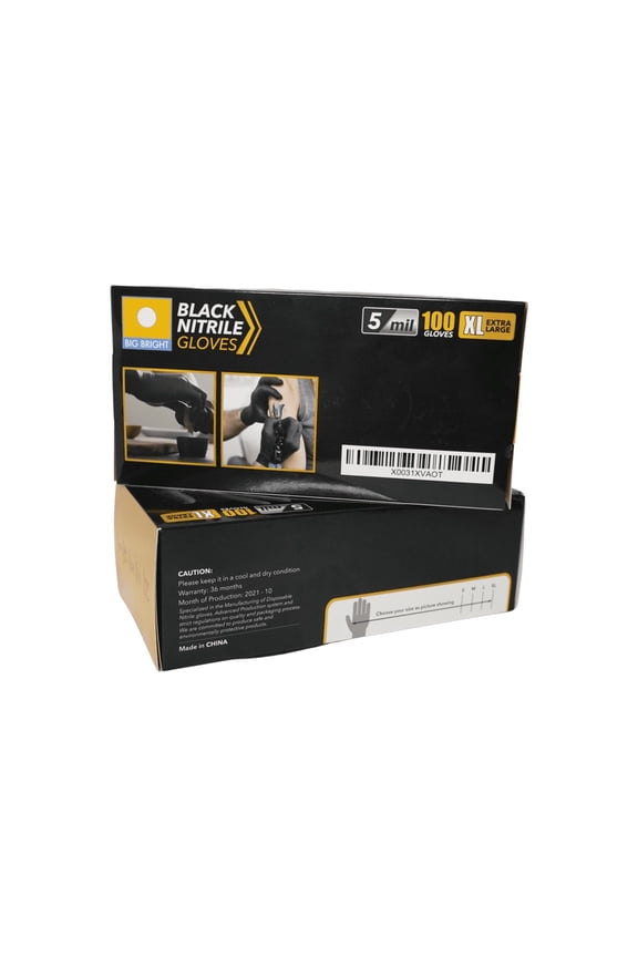 Big Bright black nitrile gloves, 5 mil, XX-Large