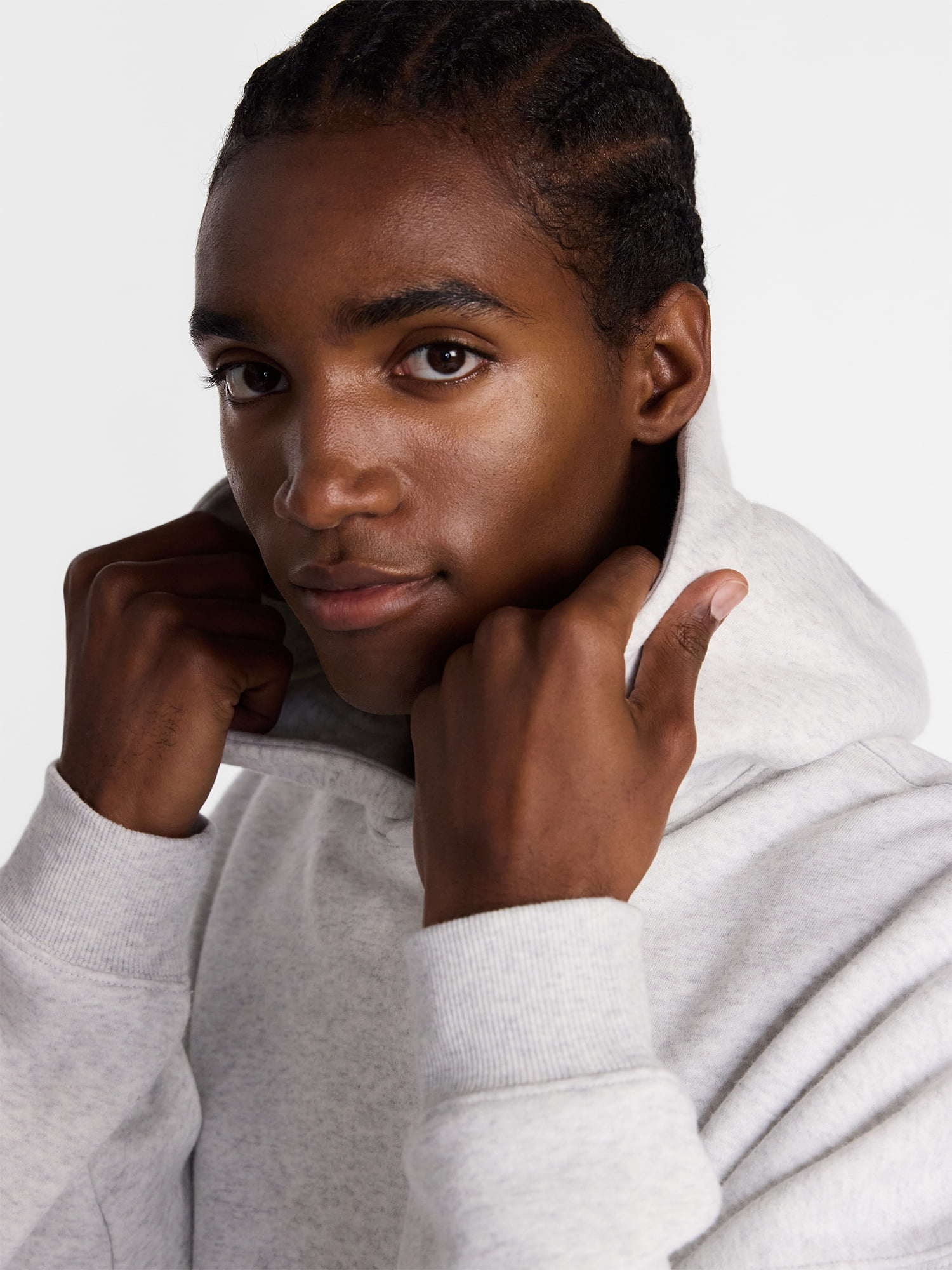 No Boundaries Boxy Fit Oversized Fleece Hoodie with Long Sleeves, Men's XS-4XLT