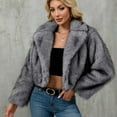thumbnail image 4 of Delliss Women's Long Sleeve Trendy Winter Faux Fur Crop Jacket Gray L, 4 of 7