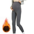 thumbnail image 4 of Penkiiy Women’s Thickened Lined Maternity Yoga Pants Over The Belly Pregnancy Stretchy Comfy Slim Cozy Pants Casual Base Layer Trousers M Gray, 4 of 9