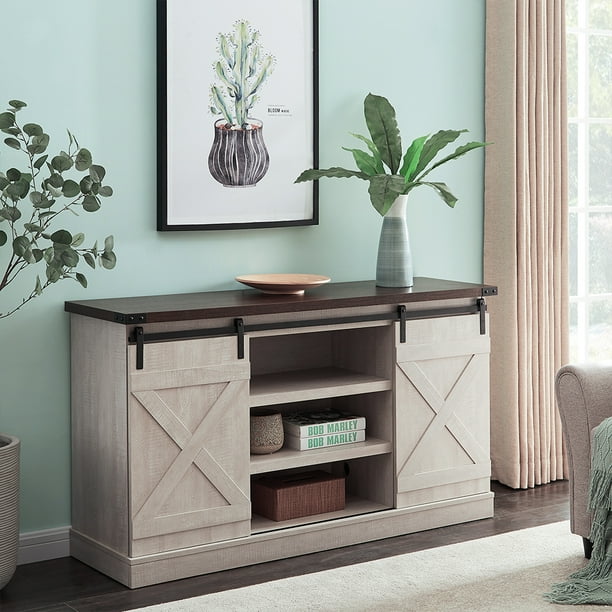 Farmhouse Universal TV Stand for TV's up to 60" Flat Screen, TV Console Table Farmhouse