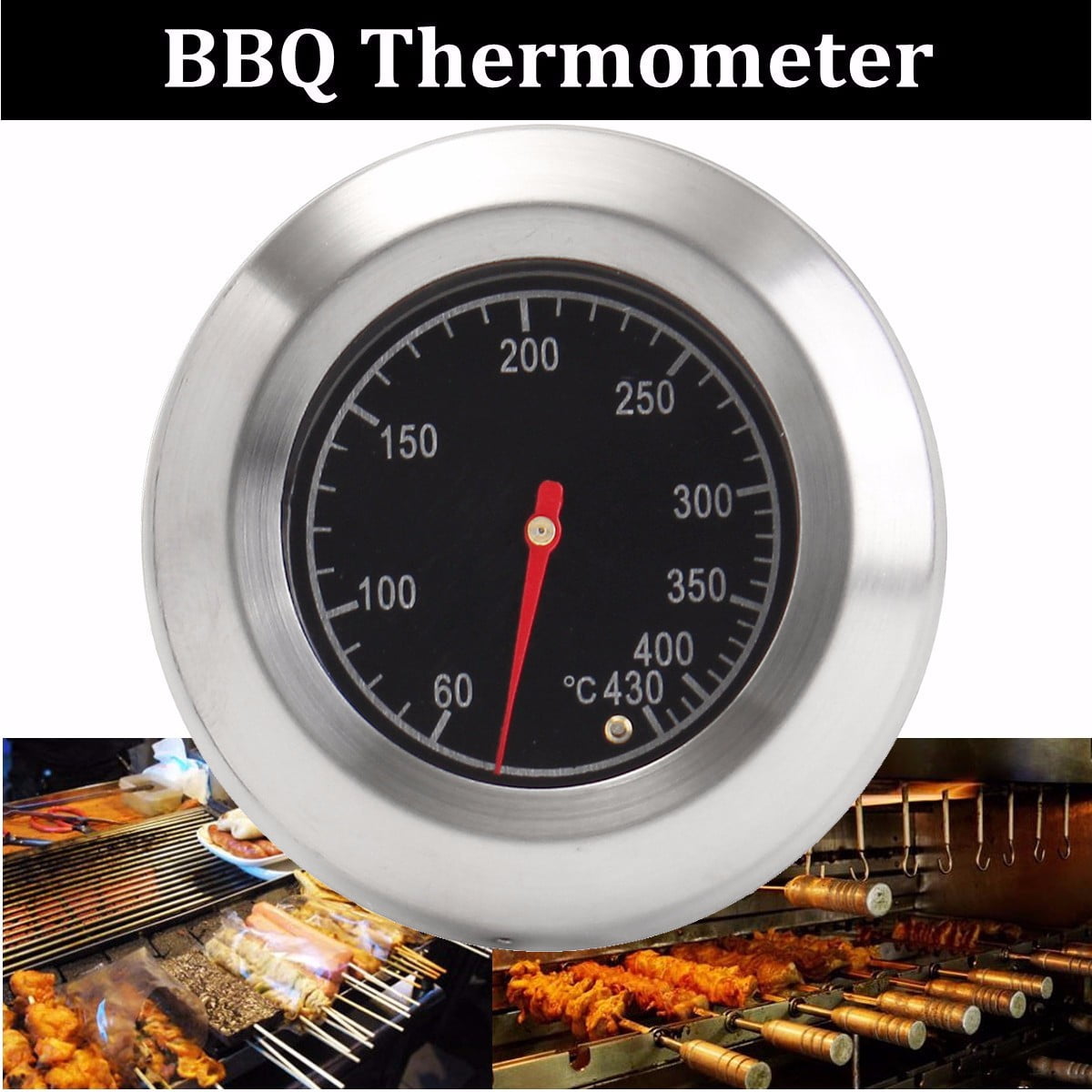 NEW Stainless Steel Thermometer Barbecue BBQ Smoker Grill Temperature Gauge 60