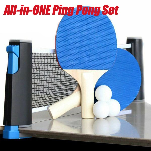 All-in-One Portable Ping Pong Set-Tennis de Table Set Avec Rétractable Net Incl...