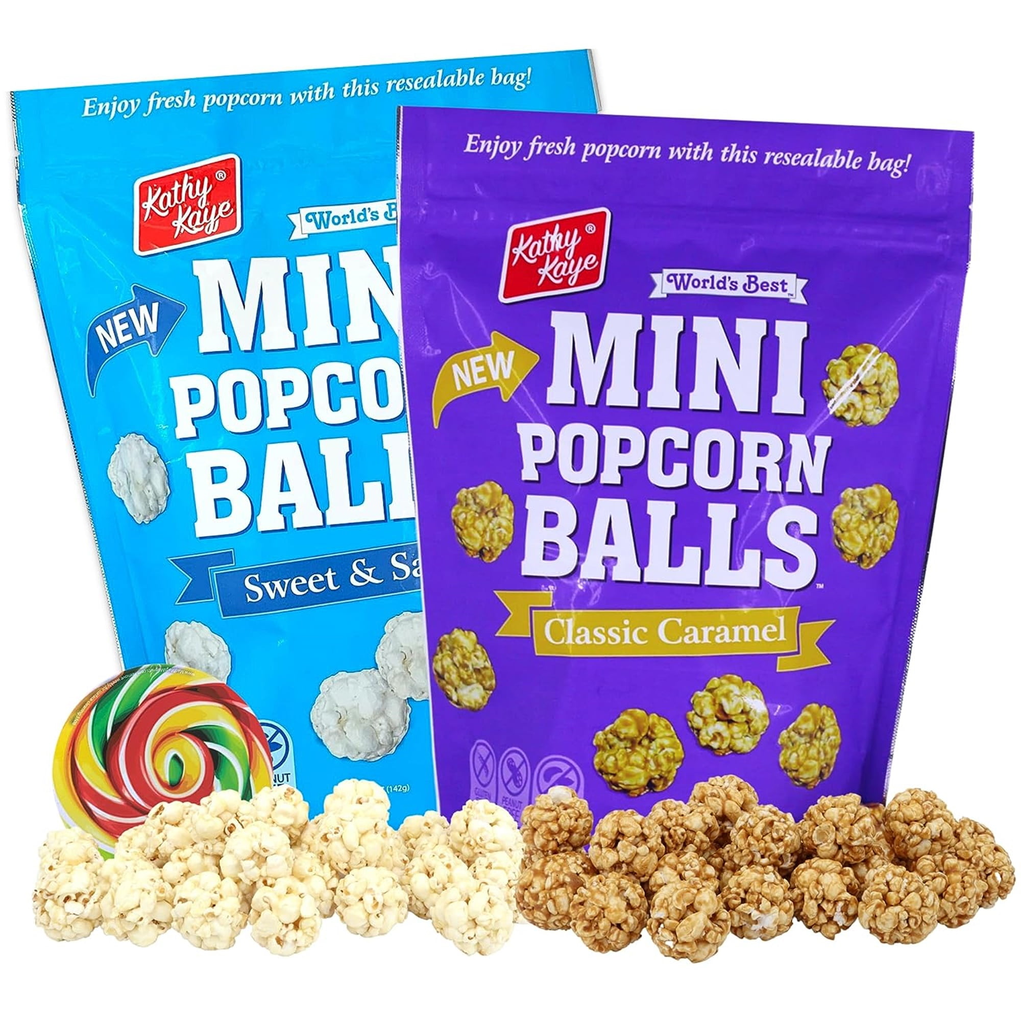 Mini Popcorn Balls, Classic Caramel and Sweet Salty Snacks, 5 oz