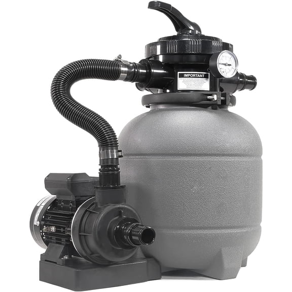 XtremepowerUS 12" Sand Filter Pool Pump, 0.30 HP 2220 GPH Above Ground Pool Filter System, 7-Way Valve, 42 lb Sand Capacity