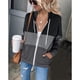 thumbnail image 3 of Mujer Cremallera Sudadera Con Capucha Poliéster Casual Manga Larga Con Capucha Bolsillo Abrigo Para Otoño Invierno Negro XL, 3 of 6