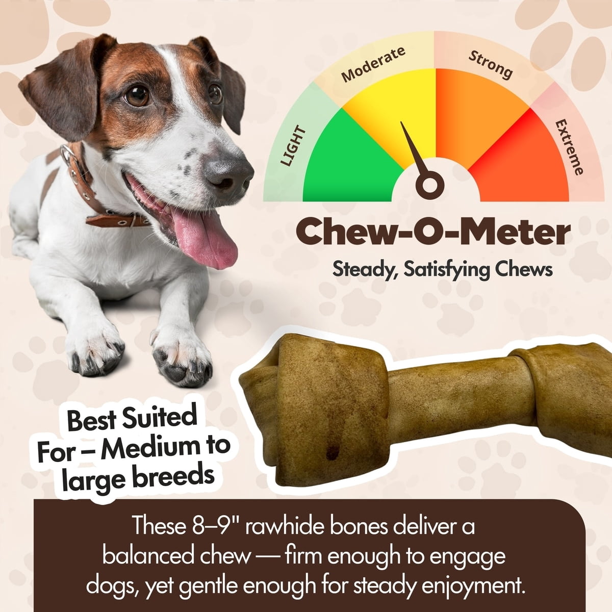 Knotted 8 to 9-in Peanut Butter Flavor Rawhide Bone Dog Treats, 6 CT