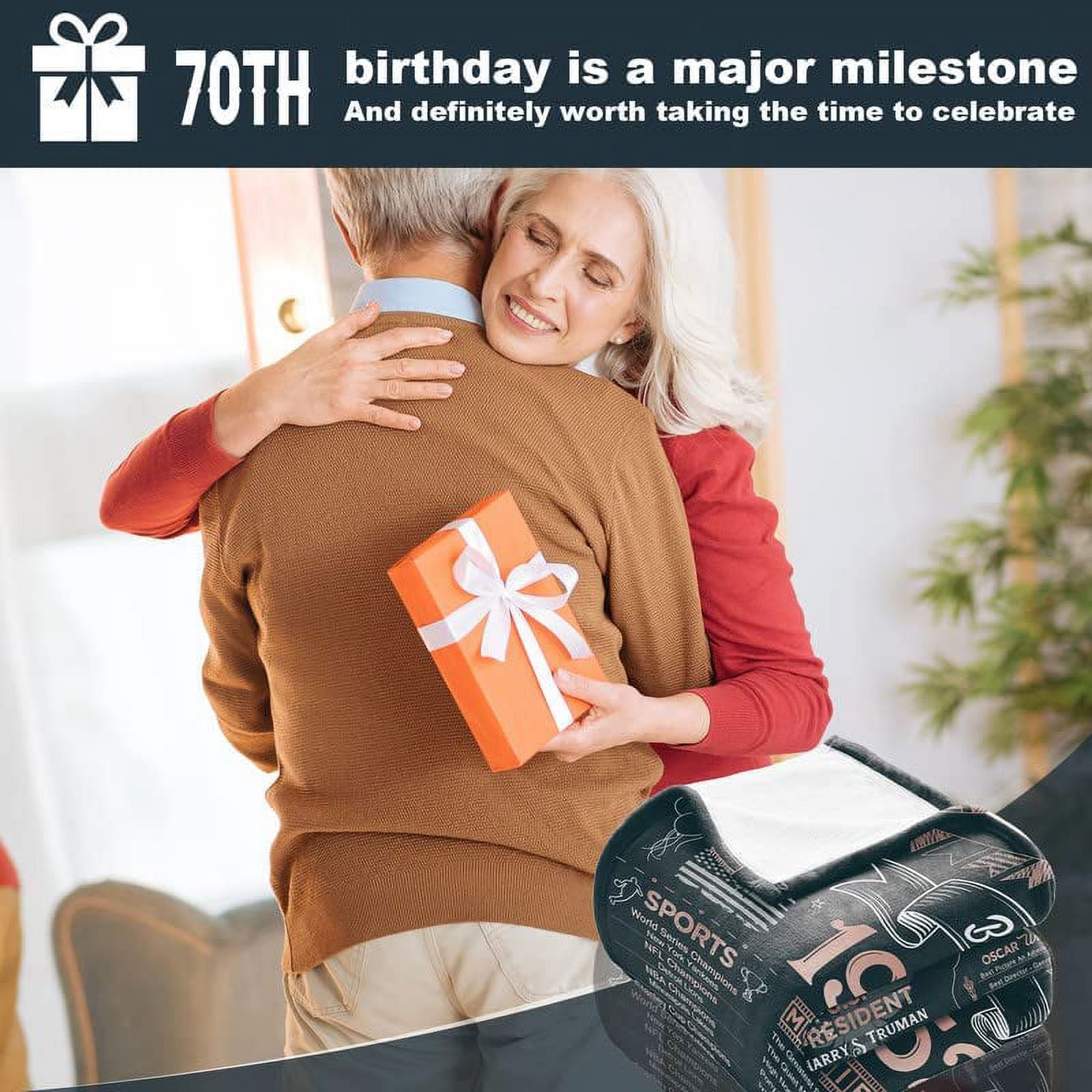 Happy 70th Birthday Gifts for Women Men Blanket 1952 70th Birthday Decorations 70 Years Old Gift for Mom Dad Grandparents Back in 1952 Flannel Fleece Soft Throw Blanket for Bed Sofa 60x50 Inches