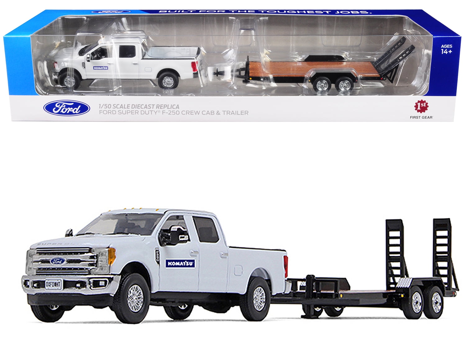 Ford F250 "Komatsu" Crew Cab Super Duty Pickup Truck White w/Tandem