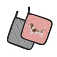 thumbnail image 2 of Carolines Treasures BB3602PTHD Basset Hound Checkerboard Pink Pair of Pot Holders , 7.5HX7.5W, multicolor, 2 of 3