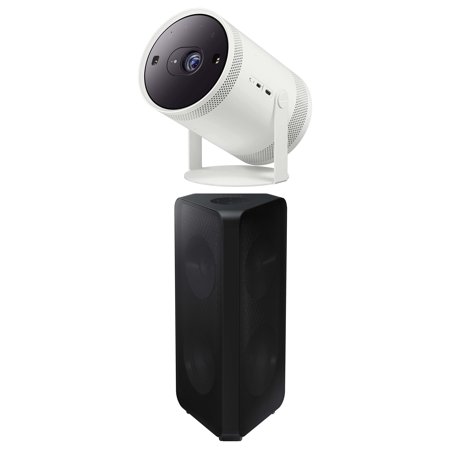 Samsung SP-LSP3BLAXZA 30"-100" HDR Freestyle Smart Portable Projector with a Samsung MX-ST50B High Power 240W Wireless Sound Tower Speaker (2022)
