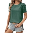 thumbnail image 1 of Plebaso Women's 2025 Tops Puff Short Sleeve Crewneck T Shirts Casual Solid Color Summer Spring Blouses, 1 of 6