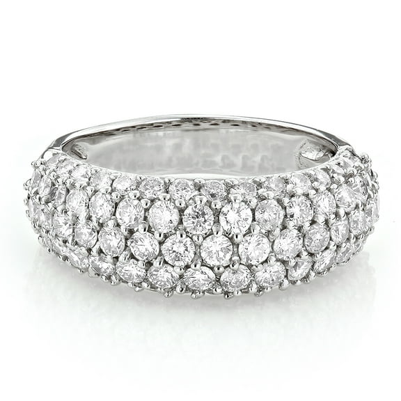 Ladies Pave Natural Diamond Unique Wedding Band 14K Ring (White Gold Size 4.5)