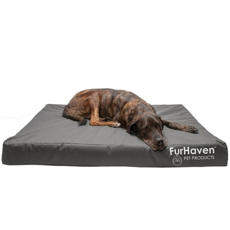UPC: 0842229120530 | FurHaven Pet Products Oxford Indoor/Outdoor Deluxe Memory Foam Pet Bed for Dogs & Cats – Stone Gray Jumbo Plus