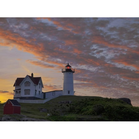 Sunrise Skies over Nubble Aka Cape Neddick Lighthouse in York, Maine, Usa Print Wall Art By Chuck