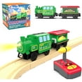thumbnail image 2 of Wooden Train Accessories Battery Operated Locomotive Train, Remote Control Train for Track Set, Powerful Engine Train Vehicles Fit All Major Brands Track Railway System (Battery Not Included), 2 of 4