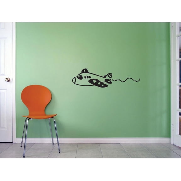 Custom Decals Airplane Wall Art Size: 8 Inches x 20 Inches Color: Black