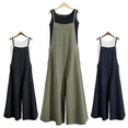 thumbnail image 4 of KOMOO Women Loose Suspenders Overalls Plus Size Linen Jumpsuit with Tank Top Skirt Trousers, 4 of 6