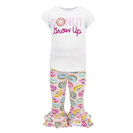 Girls Donut Grow Up Birthday Ruffle Pant Outfit (9m) Pink