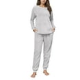 thumbnail image 2 of Mifsaly Fleece Pajama Sets for Women 2 Piece Warm Pjs Matching Outfits Raglan Long Sleeve Crewneck Cozy Sleepwear Soft Soild Color Nightwear Thermal High Waist Pants with Pockets Casual Homewear, 2 of 6
