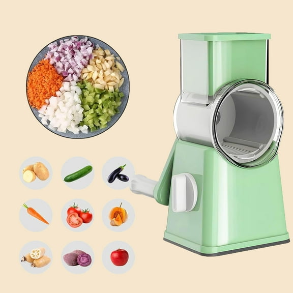 Rotary Cheese Grater, Vegetable Shredder with Strong Suction base, Kitchen Speed Spin Veggie Slicer