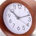 thumbnail image 3 of Reloj despertador de madera marrón oscuro, funciona con pilas, función de repetición, sin tictac, luz nocturna, apto para viajes, 3 of 6