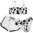 thumbnail image 1 of Maillots de Bain Filles 3 Pcs, Bikini Imprimé Vache avec Short, 1 of 5