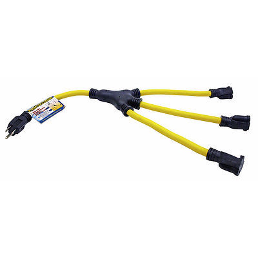 12 Gauge Electrical Power Cord W 3 Way Splitter