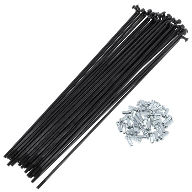 Rayos de bicicleta Unique Bargains 12G, rayos de rueda de bicicleta de acero al carbono negro, 1 juego, negro-215mm