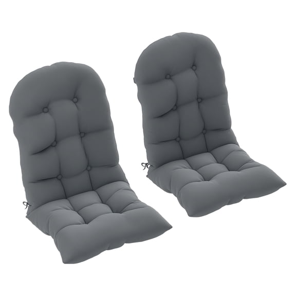 Adirondack Chair Cushions Set of 2, Gray Patio Cushions High Back, UV Resistant Outdoor Seat Cushions with Ties